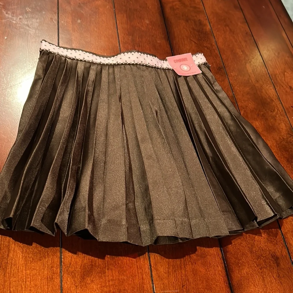 Gymboree NWT Sweeter than Chocolate  pleated accordion skort grosgrain ribbon 9